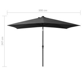 vidaXL Garden Parasol with LEDs and Steel Pole Anthracite 6.6'x9.8'