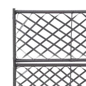 vidaXL Trellis Raised Bed with 2 Pots 58x30x107 cm Poly Rattan Black